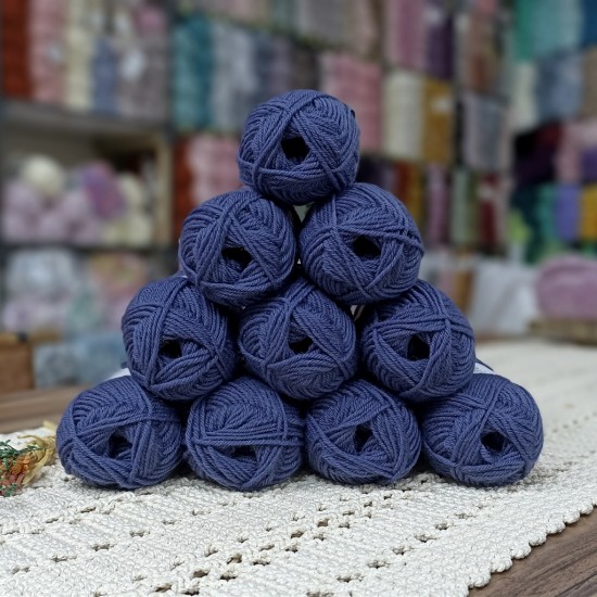 50 gr 10 Adet %100 Wool İhraç Fazlası El Örgü İpi -  Havacı Mavi