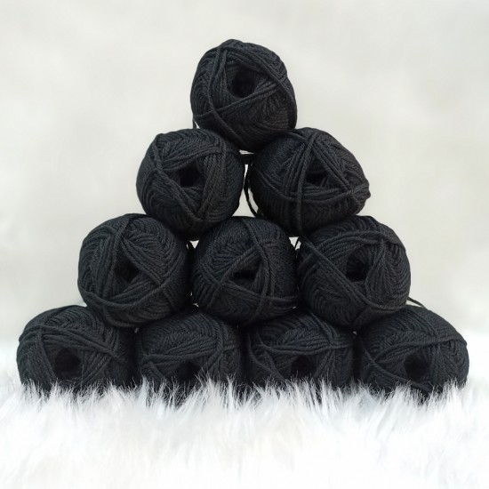 12 adet 50 gr (600 gr)  %100 Superwash Wool ( Yün) İhraç  El Örgü İpi - Siyah