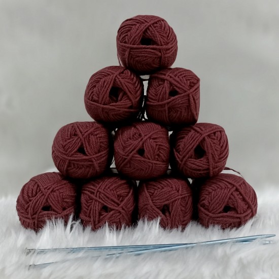 50 gr 10 Adet %100 Wool İhraç Fazlası El Örgü İpi - Bordo