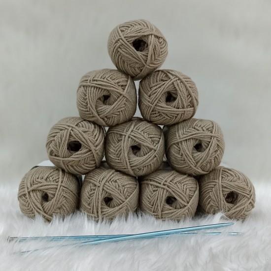 50 gr 10 Adet %100 Wool İhraç Fazlası El Örgü İpi - Vizon Kahve