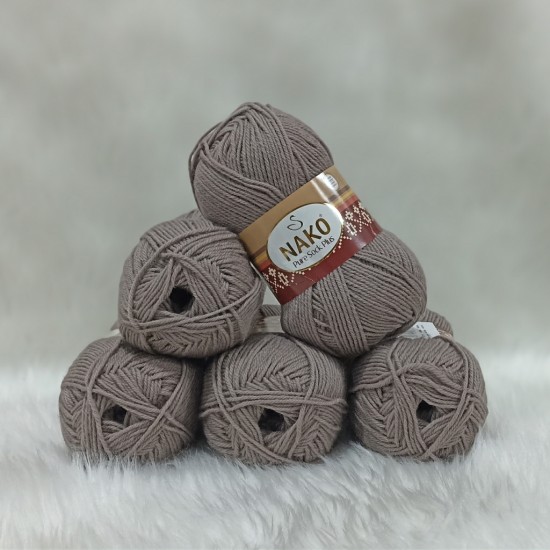 500 gr NAKO %75 Wool Pure Sock Plus El Örgü İpi - Vizon Kahve