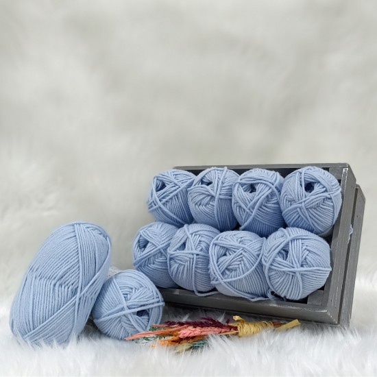 50 gr 10 Adet %100 Extra Fine Merino Wool İhraç Fazlası El Örgü İpi - Mavi