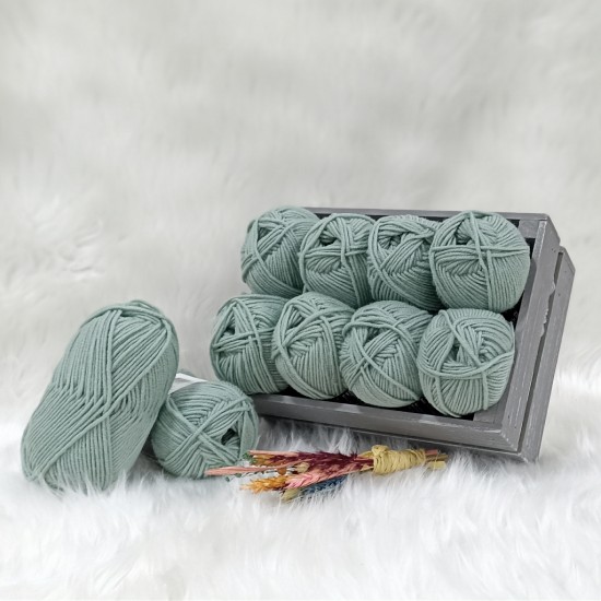 50 gr 10 Adet %100 Extra Fine Merino Wool İhraç Fazlası El Örgü İpi - Azur Yeşil