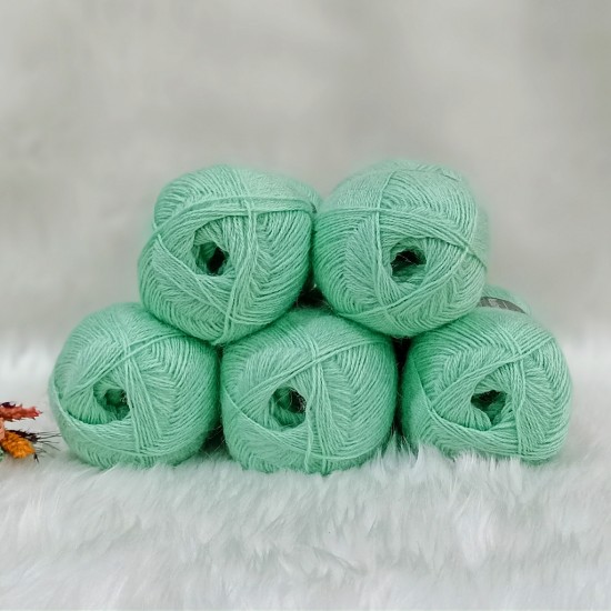 500 gr PÖRRÖ %5 Mohair %15 Yün  İhraç Fazlası El Örgü İpi - Mint Yeşili