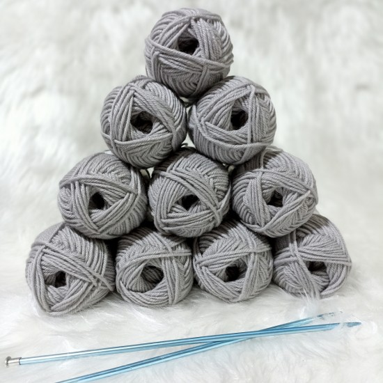 50 gr 10 Adet %100 Wool İhraç Fazlası El Örgü İpi - Vizon Gri