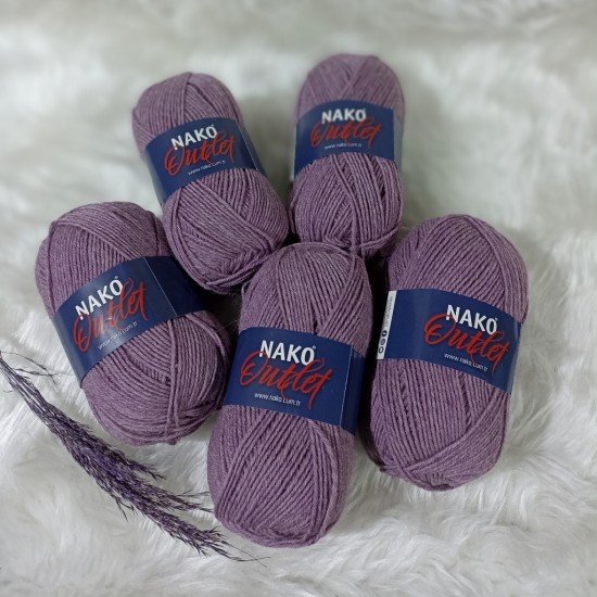  500 gr  Nako Outlet  %75 Wool El örgü İpi  - Açık Mürdüm Melanj