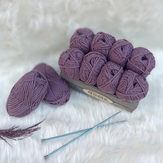 50 gr 10 Adet %100 Wool Kalın İhraç Fazlası El Örgü İpi - Mürdüm 