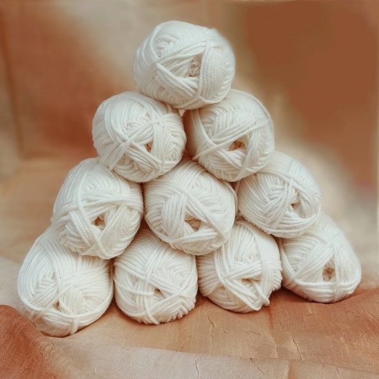 50 gr 10 Adet %100 Wool İhraç Fazlası El Örgü İpi - Krem 